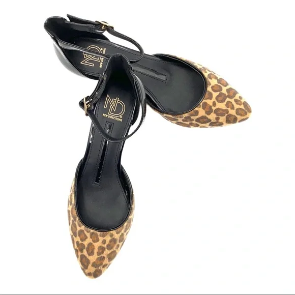 Leopard Print Faux Fur Kitten Heels Sz 7.5 - Picture 3 of 5